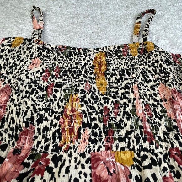 Torrid Leopard Floral Babydoll Smocked Cold Shoulder Top 1x - Picture 6 of 10